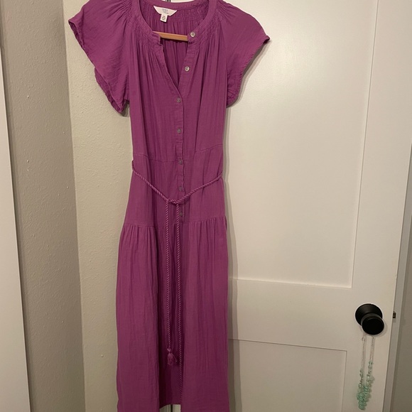 Time and Tru Button-Down Belted Midi Dress in Purple - XS - Picture 3 of 5